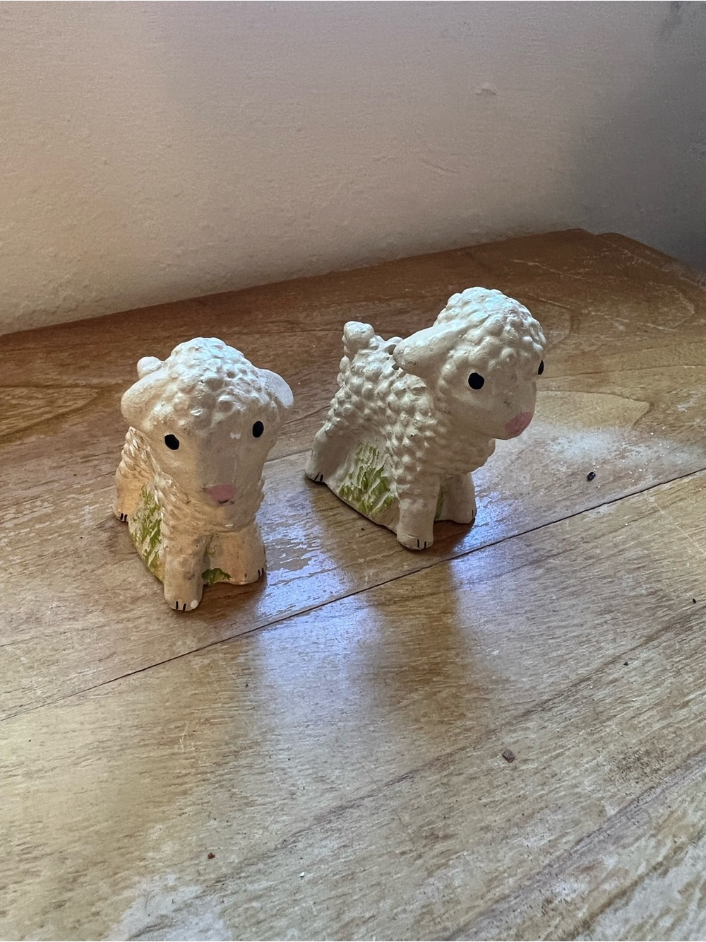 White Ceramic Lamb salt and pepper shakers